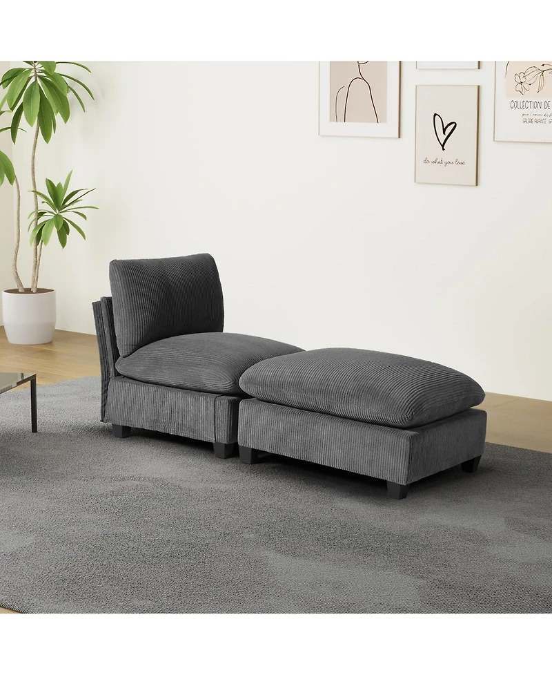 WestinTrends 68.5" Corduroy Upholstered Indoor Chaise Lounge Chair