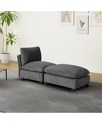 WestinTrends 68.5" Corduroy Upholstered Indoor Chaise Lounge Chair