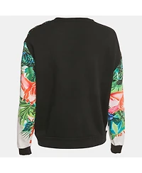 Pre-Owned Roberto Cavalli Women's Black/green Printed Cotton Sweatshirt