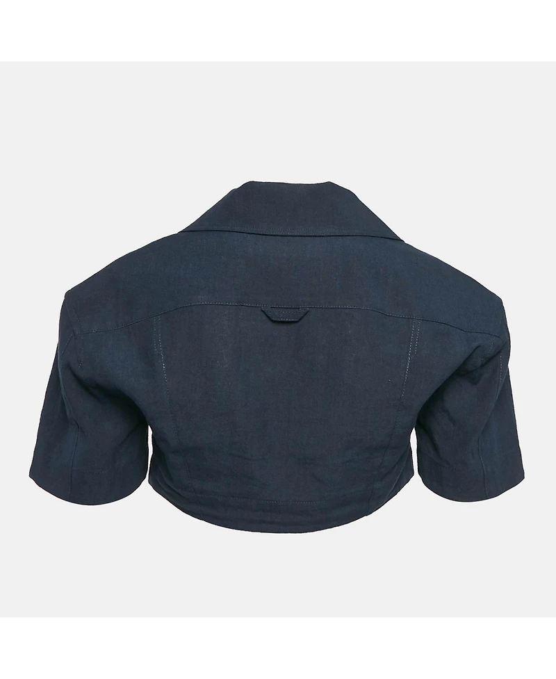 Pre-Owned Jacquemus Women's Navy Blue Hemp Blend Le Haut Bebi Crop Top