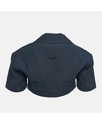 Pre-Owned Jacquemus Women's Navy Blue Hemp Blend Le Haut Bebi Crop Top