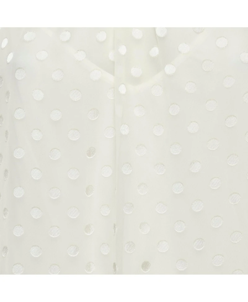 Pre-Owned Zimmermann Women's Dotted Crepe Fil Coupe Pleat Detail Top