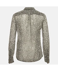 Pre-Owned Roberto Cavalli Women's Black Silk Monochrome Sheer Blouse