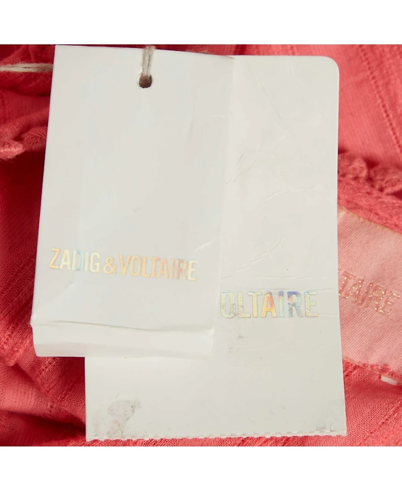 Pre-Owned Zadig & Voltaire Women's Pink Cotton Lace Insert Tani Top