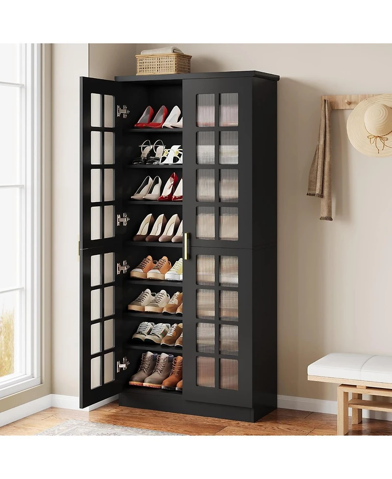 Tribesigns 71-Inch Tall Shoe Cabinet with Doors, 8-Tier Storage Adjustable Shelves, Modern Organizer Rack