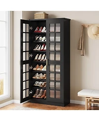 Tribesigns 71-Inch Tall Shoe Cabinet with Doors, 8-Tier Storage Adjustable Shelves, Modern Organizer Rack