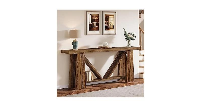 Tribesigns 70.9-Inch Long Console Table, Farmhouse Entryway Table with Storage, Narrow Sofa Console Behind Couch