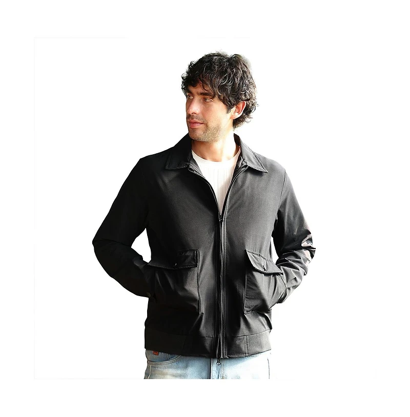 Campus Sutra Men's Obsidian Black Zip-Front Geometric-Jacquard Jacket