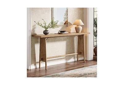 Tribesigns 63" Long Entryway Table, Modern Console Table with Metal Legs, Wooden Sofa Console Behind