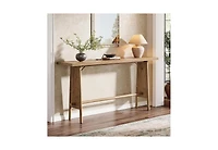 Tribesigns 63" Long Entryway Table, Modern Console Table with Metal Legs, Wooden Sofa Console Behind