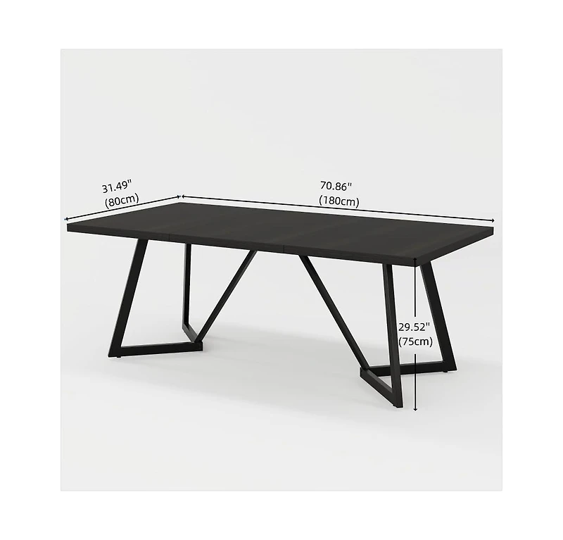 Tribesigns 70.87-Inch Large Dining Table for 4-6, Modern Black Dining Room Table with Metal Frame