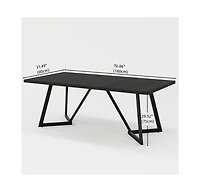 Tribesigns 70.87-Inch Large Dining Table for 4-6, Modern Black Dining Room Table with Metal Frame