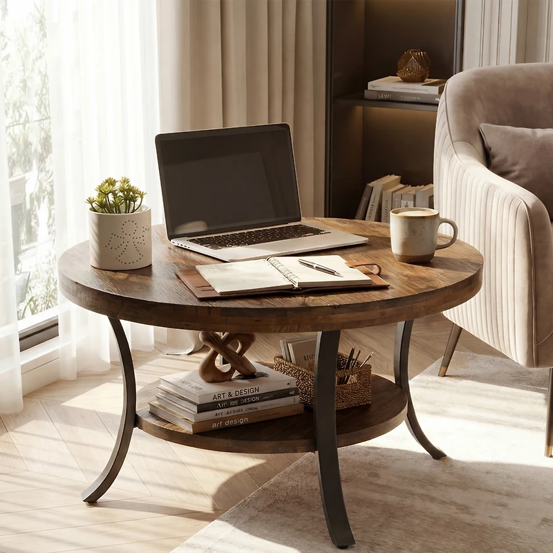 Tribesigns Farmhouse Lift Top Coffee Table - 33.46" Square Wooden Center Table with Hidden Storage for Living Room.