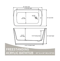 Casainc Acrylic Freestanding Soaking Tub with Chrome Overflow