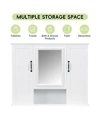 Casainc 36" Wall Mounted Medicine Cabinet with Mirror and 3 Doors