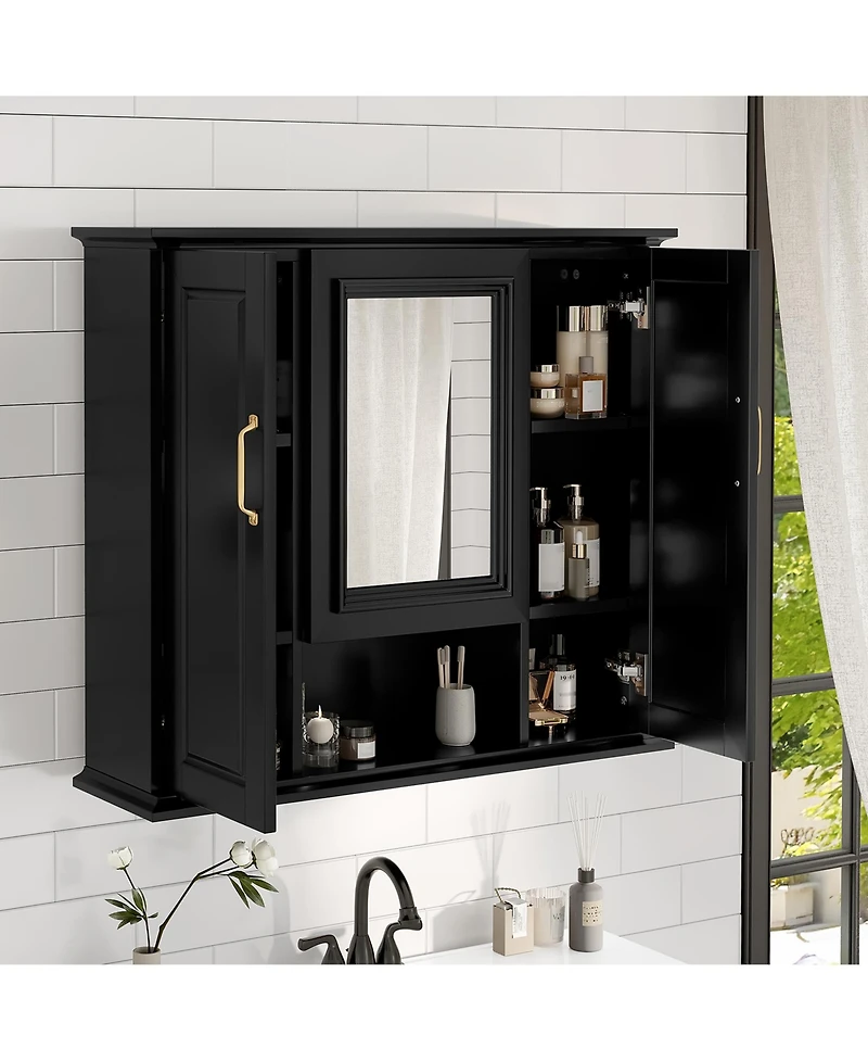 Casainc 36" Wall Mounted Medicine Cabinet with Mirror and 3 Doors