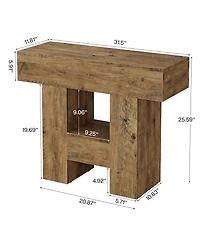 Tribesigns Set of 2 Narrow End Table, Farmhouse Sofa Side Table with 2-Tier Storage Shelf and Heavy Duty Base for Living Room