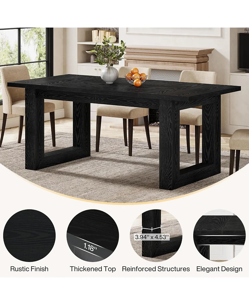 Tribesigns Farmhouse Dining Room Table for 4-6 People, Rectangular Dinner Table