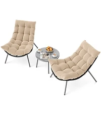 Slickblue 3 Pieces Conversation Set with Cushioned Papasan Chairs