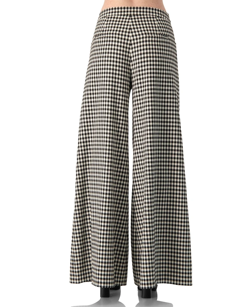 Ivonne Women's Wide-Leg Houndstooth Pants