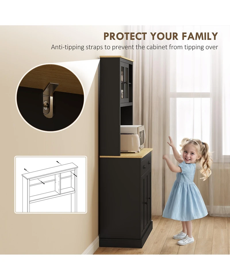 Homcom Kitchen Cabinet with Microwave Sd, 71" Pantry