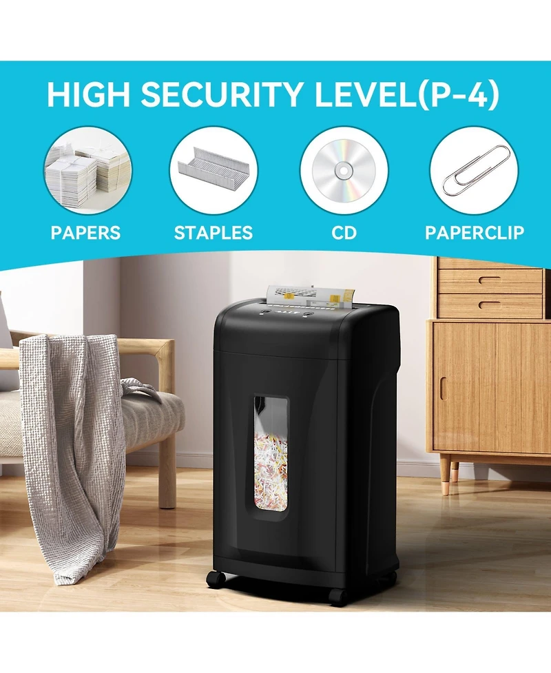 Mondawe 22-Sheet P-4 Heavy Duty Commercial Paper Shredder with 9.24 Gallon Pullout Bin