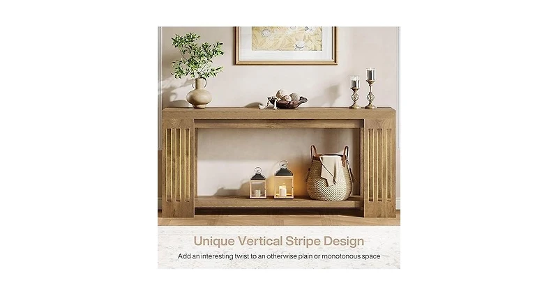 Tribesigns 2-Tier Extra Long Entryway Table, 70.9-Inch Farmhouse Console Table with Vertical Stripe Legs