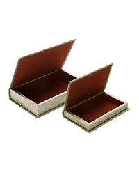 Storied Home Set of 2 Mdf & Canvas Book Storage Boxes