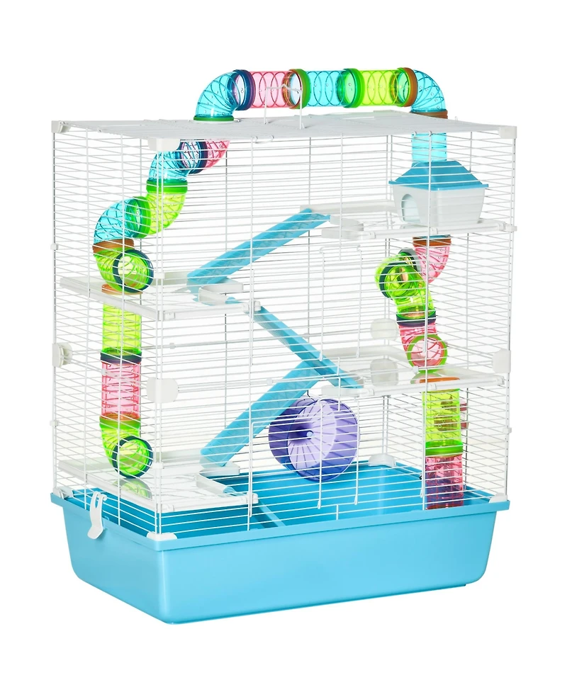 PawHut 23" 5-Tier Hamster Cage with Wheel and Water Bottle,
