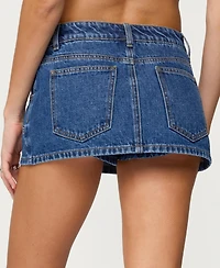 Edikted Womens Stitched Up Denim Mini Skort