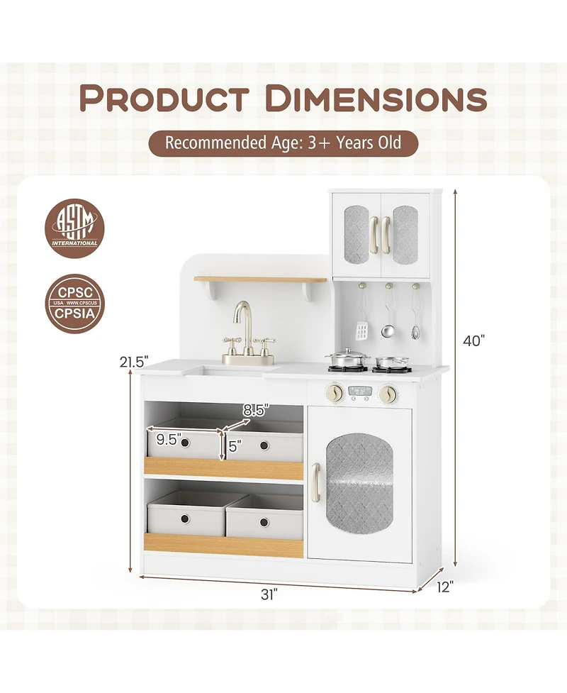 Hongge Kids Kitchen Playset with Cuttable Veggies, Cookware, and Utensils