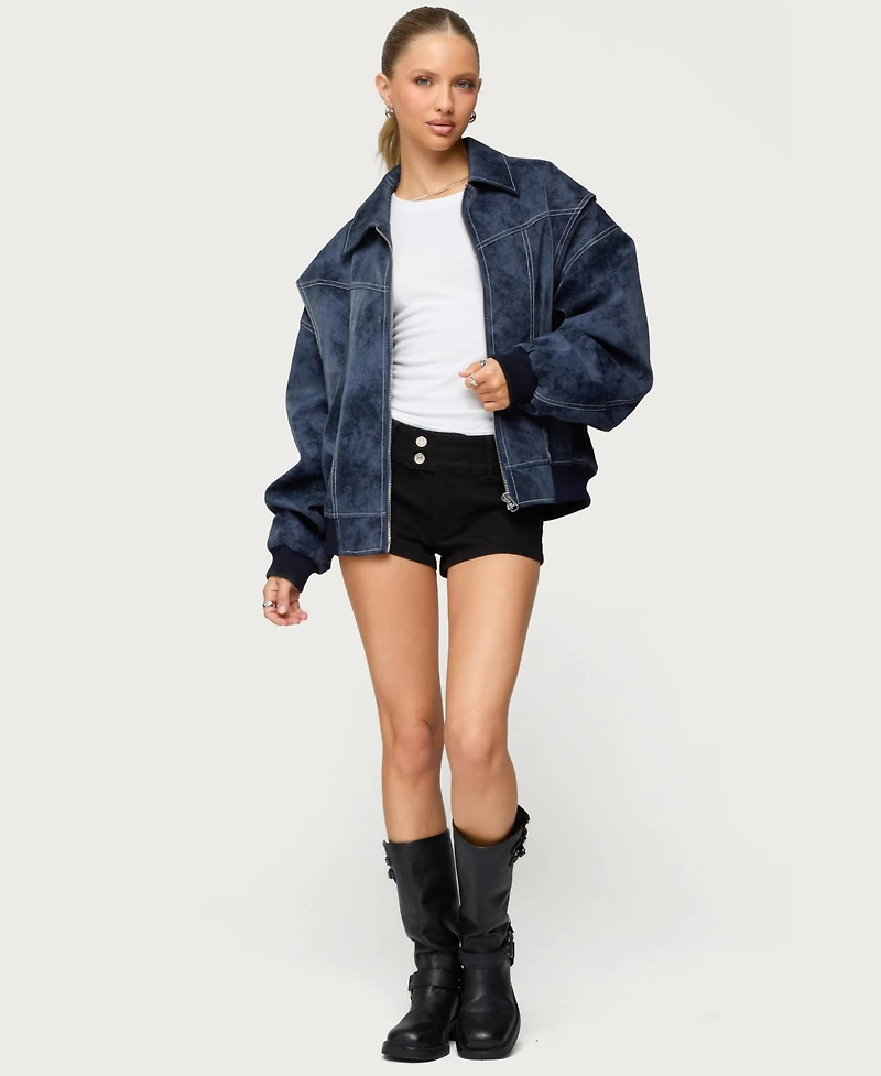 Edikted Women's Ownley Oversized Faux Leather Bomber Jacket