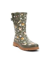 Western Chief Women's Feathered Faux Fur Mid Rain Boot