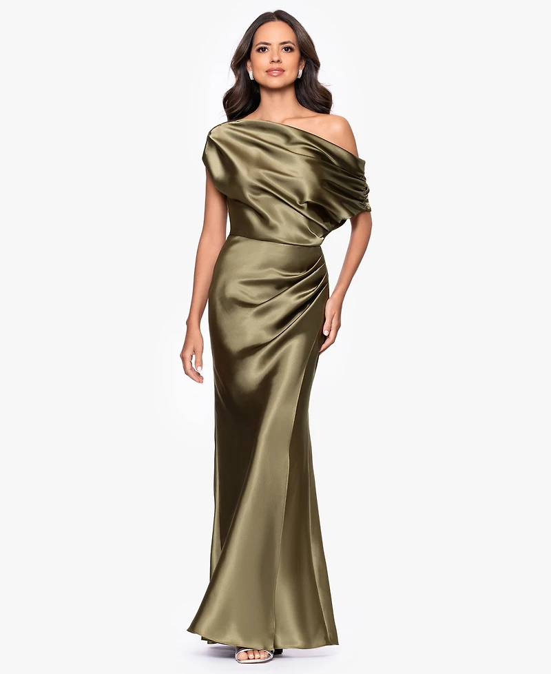 Betsy & Adam Women's Off-The-Shoulder Long Dress