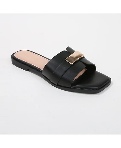 Berness Kallen Slide Sandals with Gold-Tone Accent