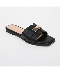 Berness Kallen Slide Sandals with Gold-Tone Accent