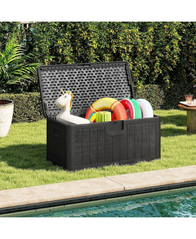 Costway Storage Box with Lockable Design & Gas Strut Handle 2 Person Bench Garden Organizer