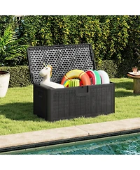 Costway Storage Box with Lockable Design & Gas Strut Handle 2 Person Bench Garden Organizer