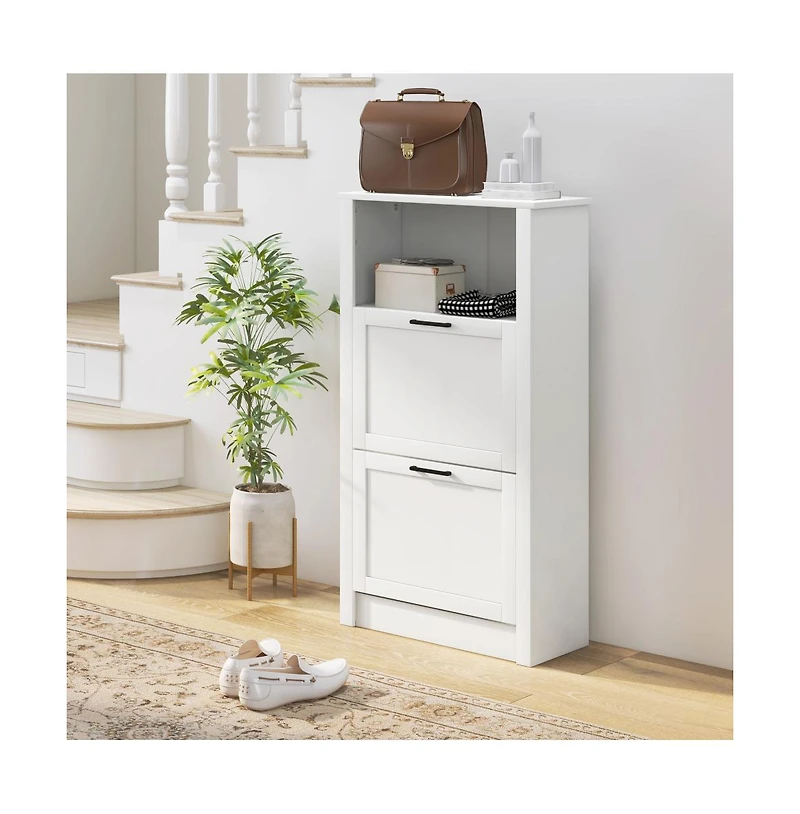 Slickblue Vertical Shoe Storage Cabinet with Drawer and Shelf