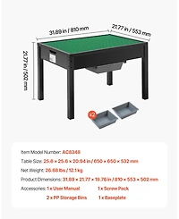 Sugift Reversible Activity Table with Building Block Top & Large Storage Capacity
