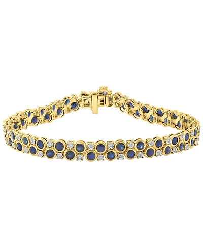 Effy Collection Sapphire (6-1/4 ct. t.w.) & Diamond (1/5 ct. t.w.) Bracelet in Gold Over Silver