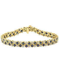 Effy Collection Sapphire (6-1/4 ct. t.w.) & Diamond (1/5 ct. t.w.) Bracelet in Gold Over Silver