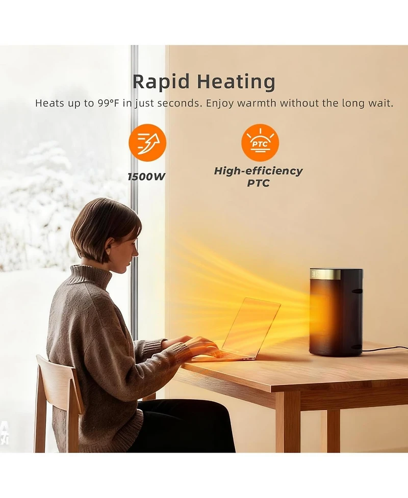 Cowsar 1500W Space Heater, Fast Heating & Energy Saving Portable Electric Heater with Remote, 5 Modes Adjustable Thermostat 24H Timer, Safe Quiet