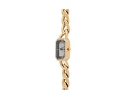 Peugeot Womens 14K Gold-Plated Rectangular Link Bracelet Watch-Crystal Studded Face