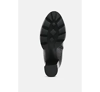 London Rag Beatriz Croc Print Block Heel Ankle Boots