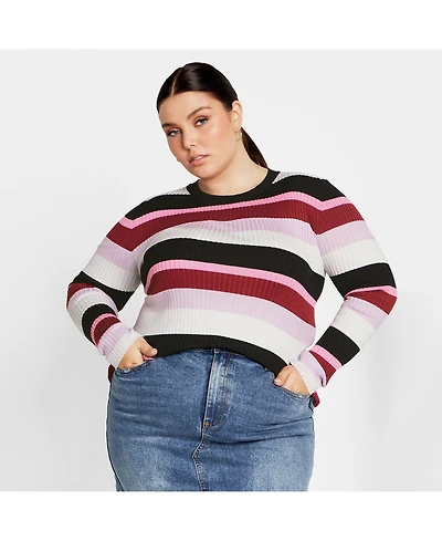 City Chic Plus 70's Stripe Sweater