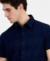 Guess Men's Cotton Castro Linear Woven Short-Sleeve Shirt