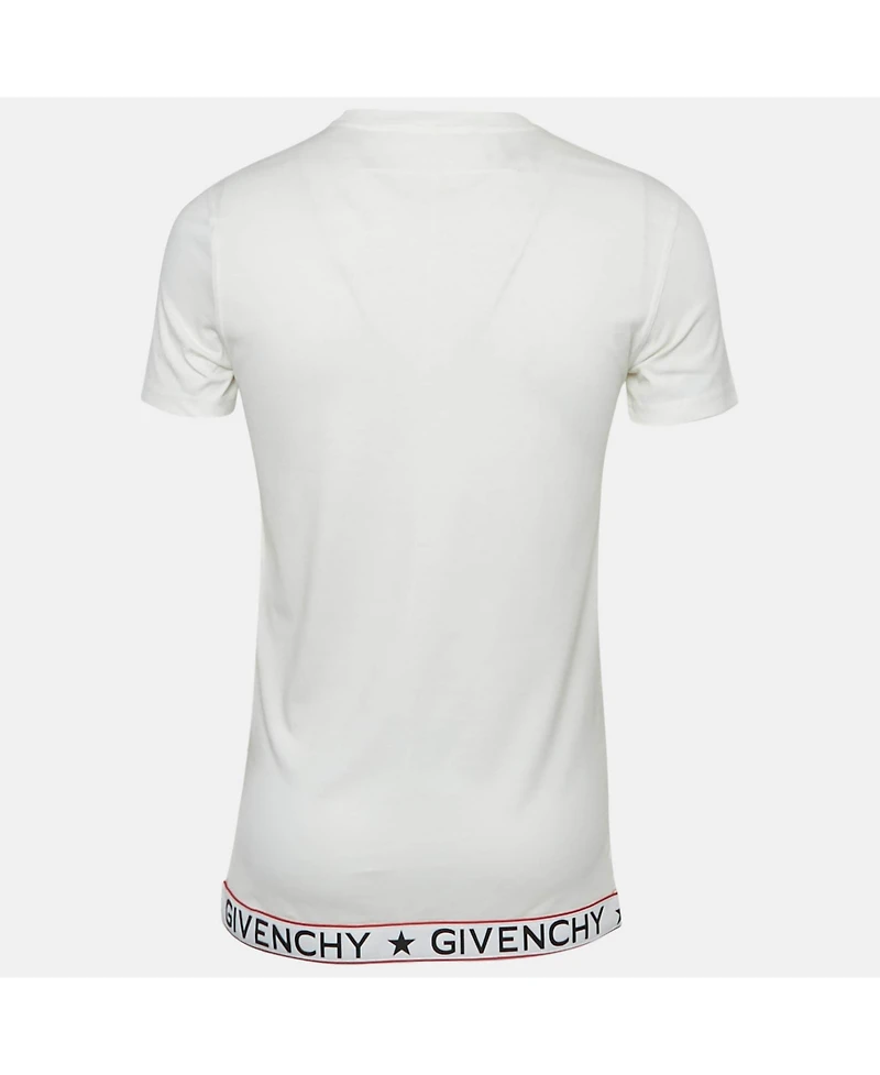 Pre-Owned Givenchy Men's White Logo Band Trim Jersey T-Shirt
