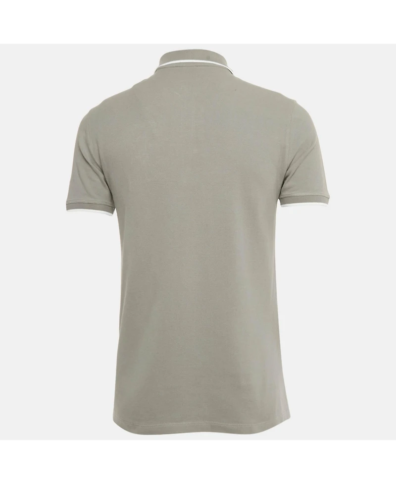 Pre-Owned Versace Men's Collection Grey Medusa Embroidered Cotton Polo T-Shirt