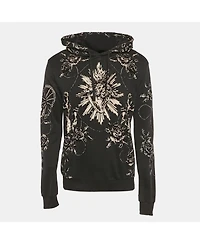 Pre-Owned Dolce & Gabbana Men's men Black Floral Flocked Cotton Hoodie
